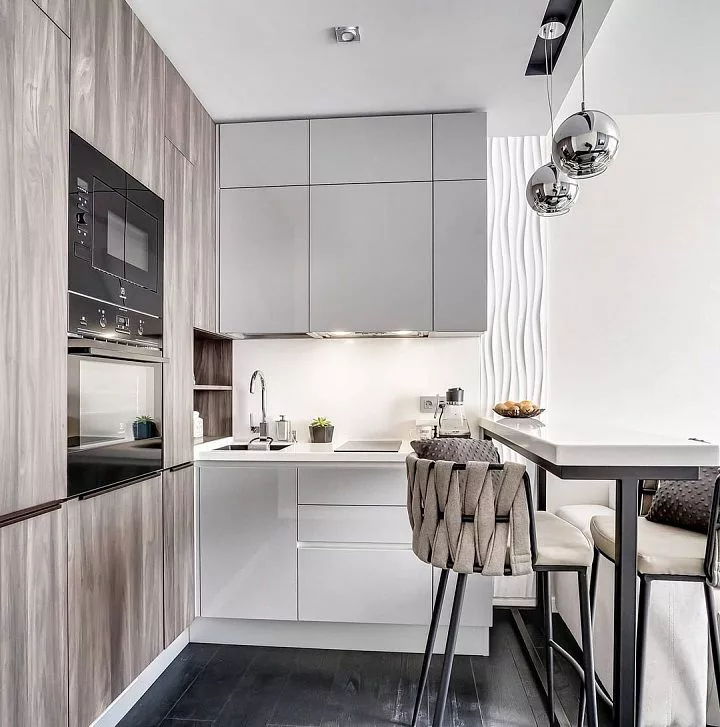 Кухня 315, с полуостровом, серая